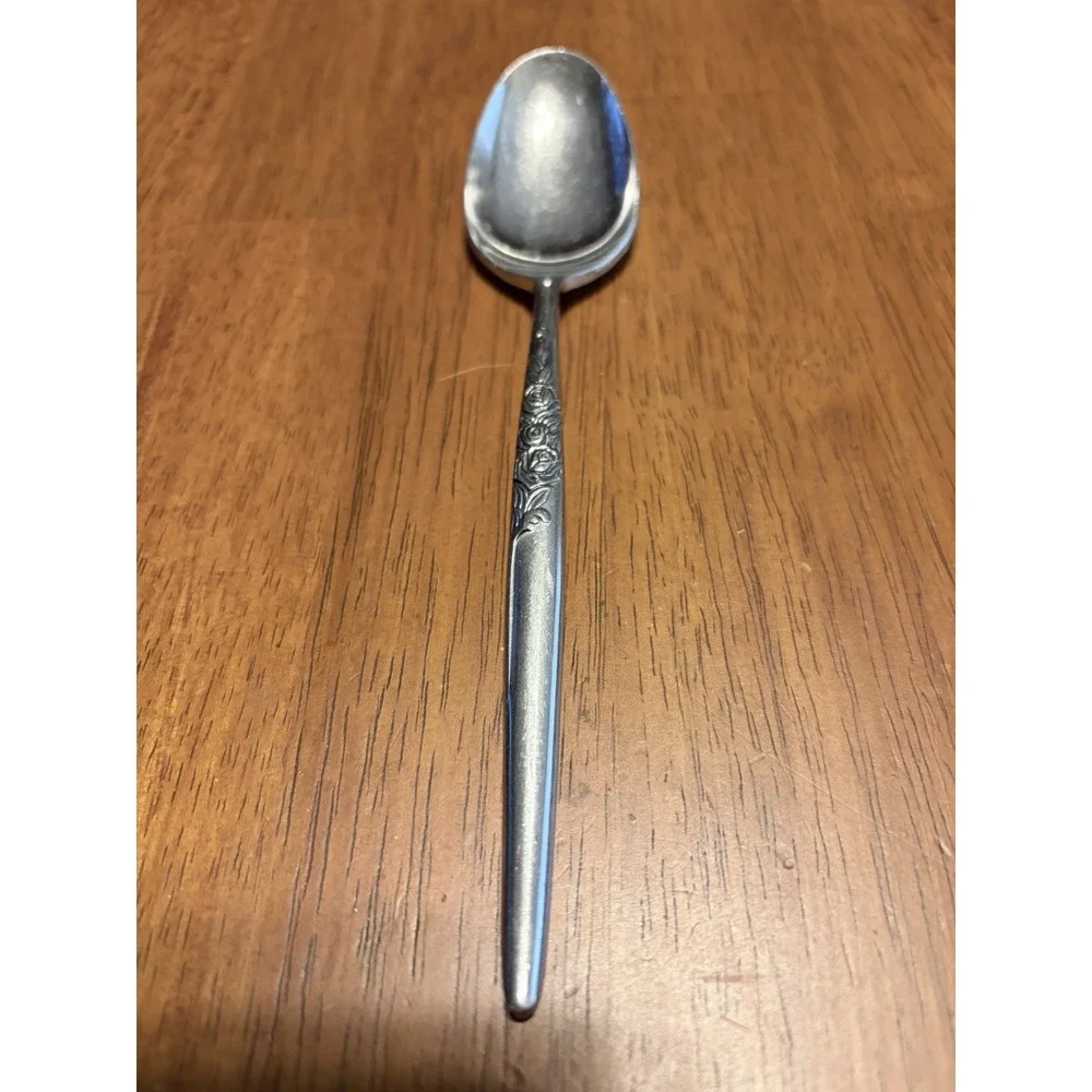 Stainless Steel Spoon Floral Handle Glossy Silver 7 in Japan